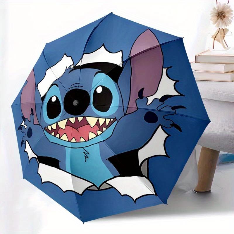 

Disney Stitch Automatic Open/Close Umbrella - UV Protection Cute Umbrella with Cute Stitch Design, Portable 3-Fold Compact Umbrella