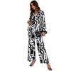 Greciilooks Women Co Ord Set Printed Shirt & Bottom Set For Women Straight Printed Pant Women TwoPiece Outfits Summ
