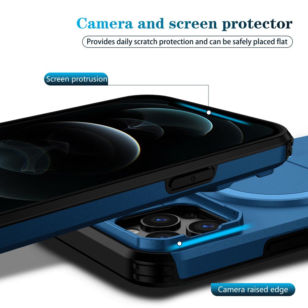 KEYSION Shockproof Magnetic Case for iPhone 11 12 Pro Max Slide Camera Lens Protect Kickstand Wireless Charging Phone Back Cover