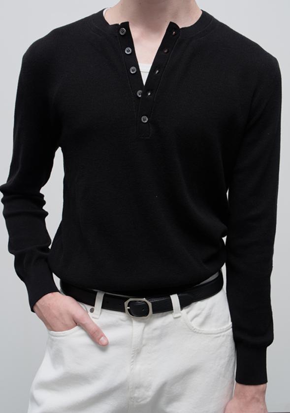 SAVAGE Henley Neck Kint - Black