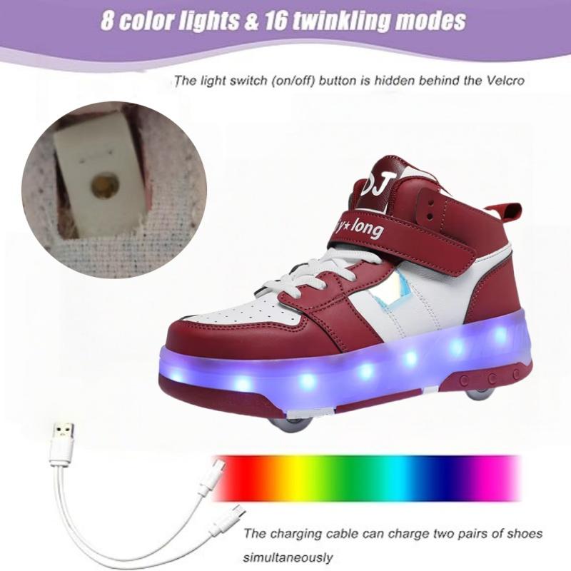 Glowing Led Light roller shoes Skates For Children New Deformation Parkour Teenager Shoes Breathable Mesh Sneakers With Wheels