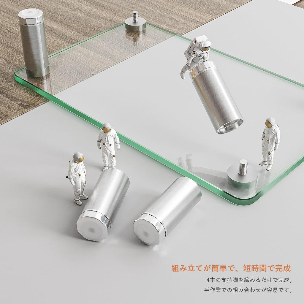 2-Pack Lihit Lab Desktop Monitor Stand with Keyboard Storage, 380mm Wide, Adjustable Height, Clear Glass (430*275*55mm)