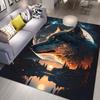 Flannel Printed Wolf Moon Rug Night Sky Landscape Soft Fleece Floor Mat Living Room Carpet Wildlife Art Decor Rugs