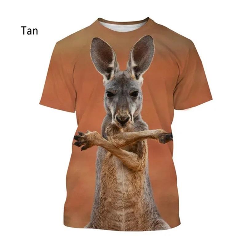 Cute Animal Kangaroo Pattern Tshirt For Men Women 3D Printing Casual Short Sleeve Funny Tee
