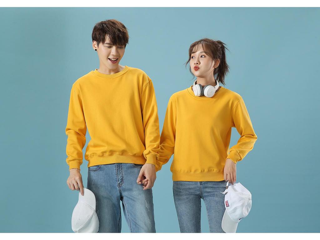 Autumn Solid Color Crew Neck Custom Sweatshirt for Couples & Groups