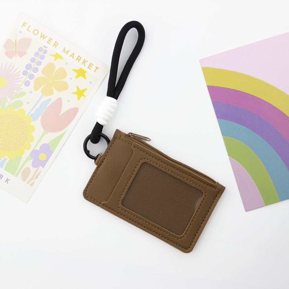Simple Card & ID Holders PU Leather Card Bag Lightweight Large Capacity Coin Purse Zipper Pocket Pouch Credit Card Case Holders