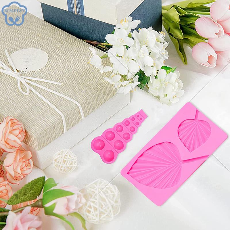 3d Fan Leaf Silicone Mold Diy Pearl Fondant Mold Semi Sphere Chocolate Molds Candy Baking Cakes Decorating Silicone Bakeware