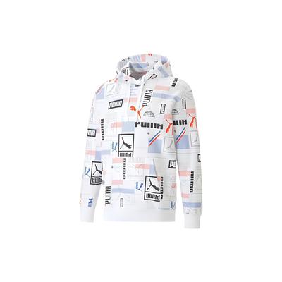 Puma Logo Doodle Hoodie Men Hoodies White 620425-02