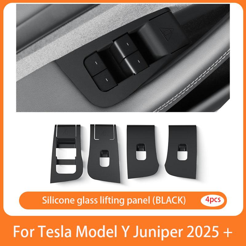 Fensterheber-Bedienfeld für Tesla Model Y Launch/Juni 2026 Fensterknopf-Rahmen Schutzaufkleber Silikon Autozubehör