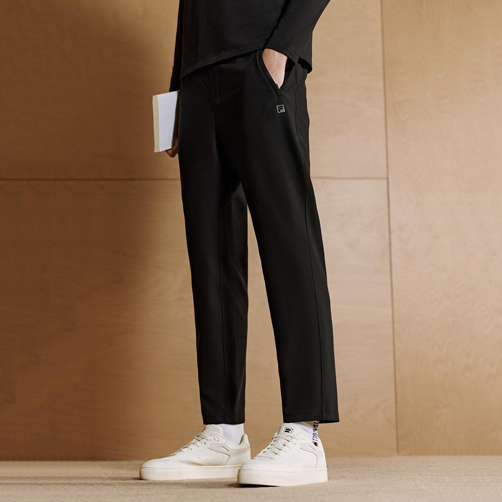 Fila A.P. Classic Simple Versatile Soft Skin-Friendly High Elastic Knitted Sports Pants Men Bottoms Deep-Black A11M611602FBK