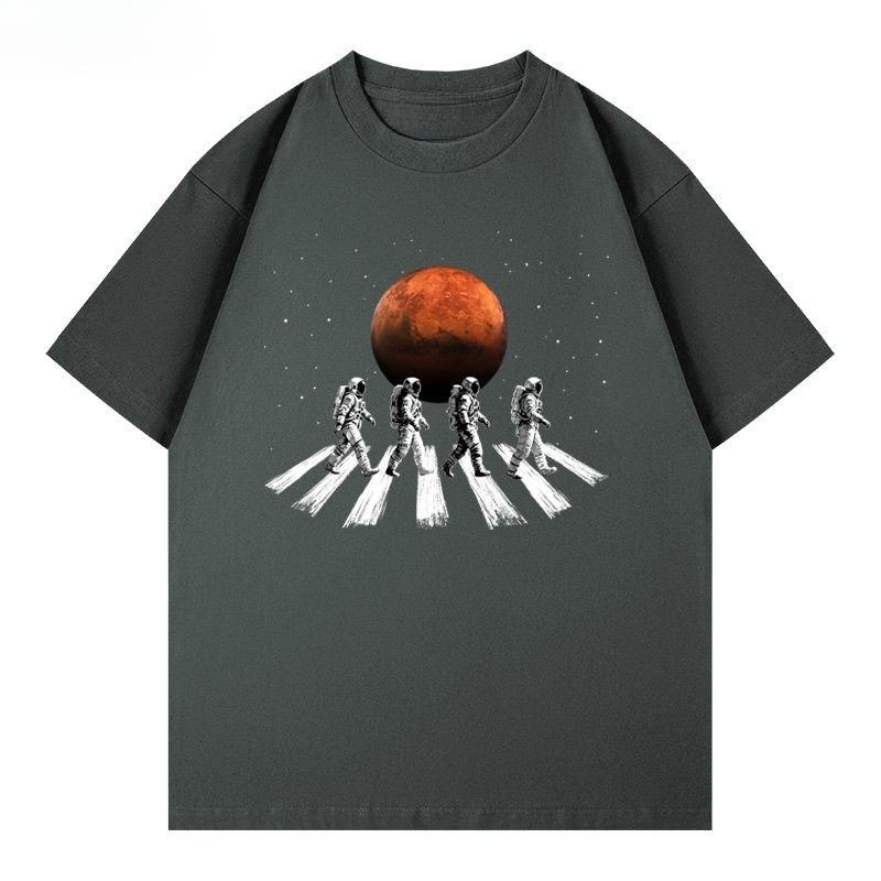 Mars Imigrace Astronautický Výstup do Vesmíru SPACE-X Musk Tričko s Krátkým Rukávem Pánské a Dámské Volné Ležérní Top Bavlna Letní Oblečení Y2k