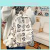 Girl Nylon Cute School Backpack With Love Heart Bear And Letters Print Design For Daily Use