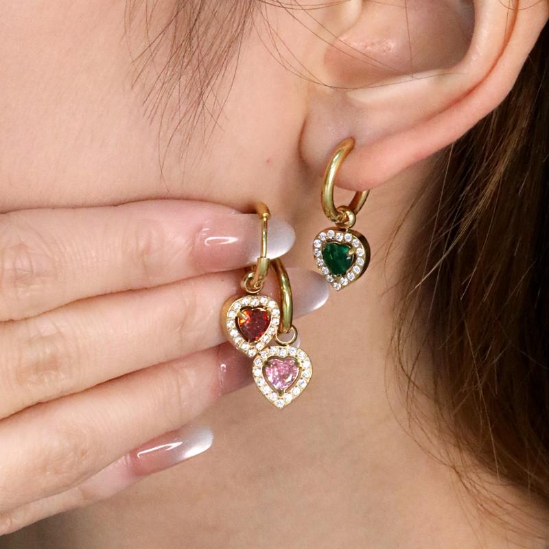 Clearly Colored Cubic Zirconia Drop Earrings For Woman Dancing Party Accessories Luxury Shiny Zircon Geometric Clip