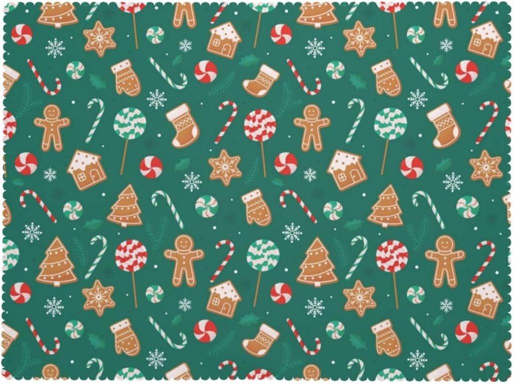 Christmas Candy Cane Gingerbread Waterproof Tablecloth Table Decor Winter Holiday Kitchen Dining Tablecloth Christmas Decoration