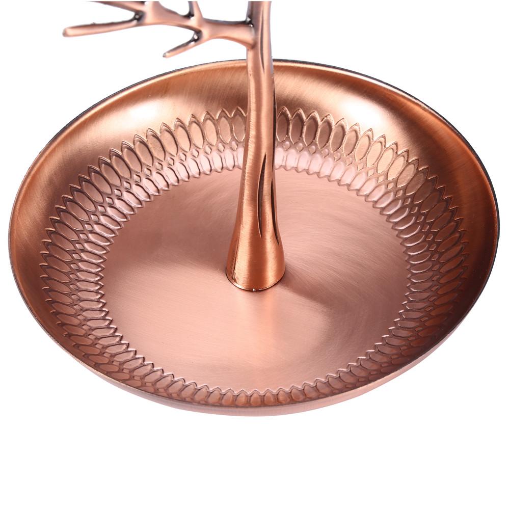 Metal Earring Rack Necklace Organizer Jewelry Holder Ornament Display Tree Stand (Bronze)