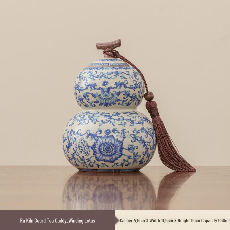 Qinghua Ru Kiln Ceramic Tea Caddy - High-End Moisture-Proof Storage for Green, White, and Pu-erh Tea, Chinese Style Sealed Jar