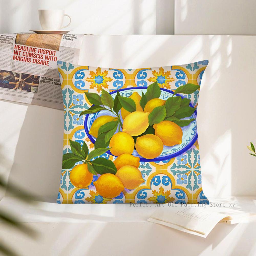 Lemon Pillow Case Square Pillow Cushion Cover Bedroom Sofa Room Decoration Casual Pillow Cover