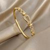 Luxury Gold Plated Inlaid Zircon Irregular Bracelet for Women Elegant Horseshoe Buckle Infinite Symbol Open Bangle Jewelry Gift