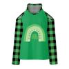 Mode féminine décontractée col en V St. Haut t-shirt à manches longues et épaules dénudées imprimé Saint-Patrick