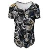 Women's Short Sleeve Tunic Loose Tops Casual Plus Size Tops Pleated Tunic Button Casual Summer Floral Tie Tops For Women