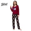 Cute Christmas Pajamas Womens Pajama Set Fall Winter 2 Piece Lounge Long Plaid Design Sleeve