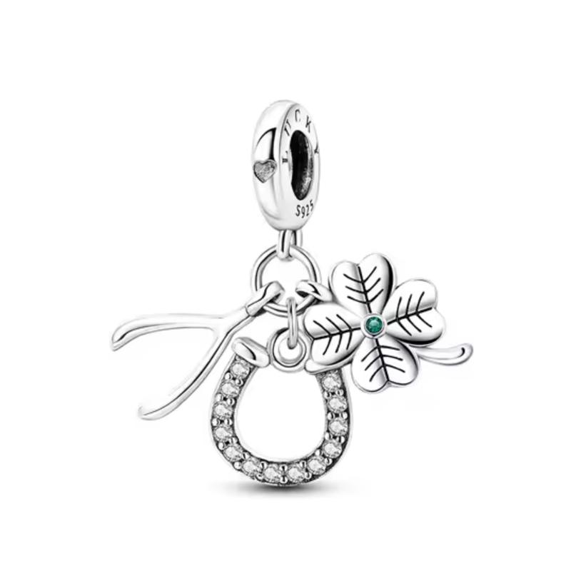 Copper Oriental Green Hollow Lucky Clover Charm Pearl Talisman Pendant Fit For Original Bracelet Necklace Diy Boutiquejewelry