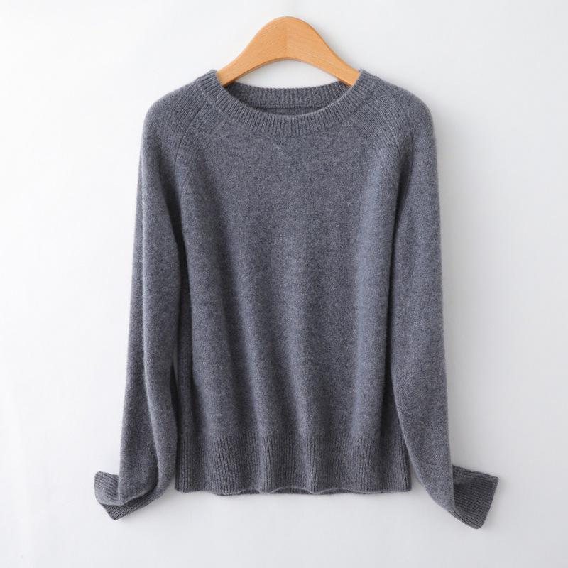 Women's 100% Pure Cashmere Knit Round Neck Pullover Sweater - Soft and Thick for Autumn and Winter
