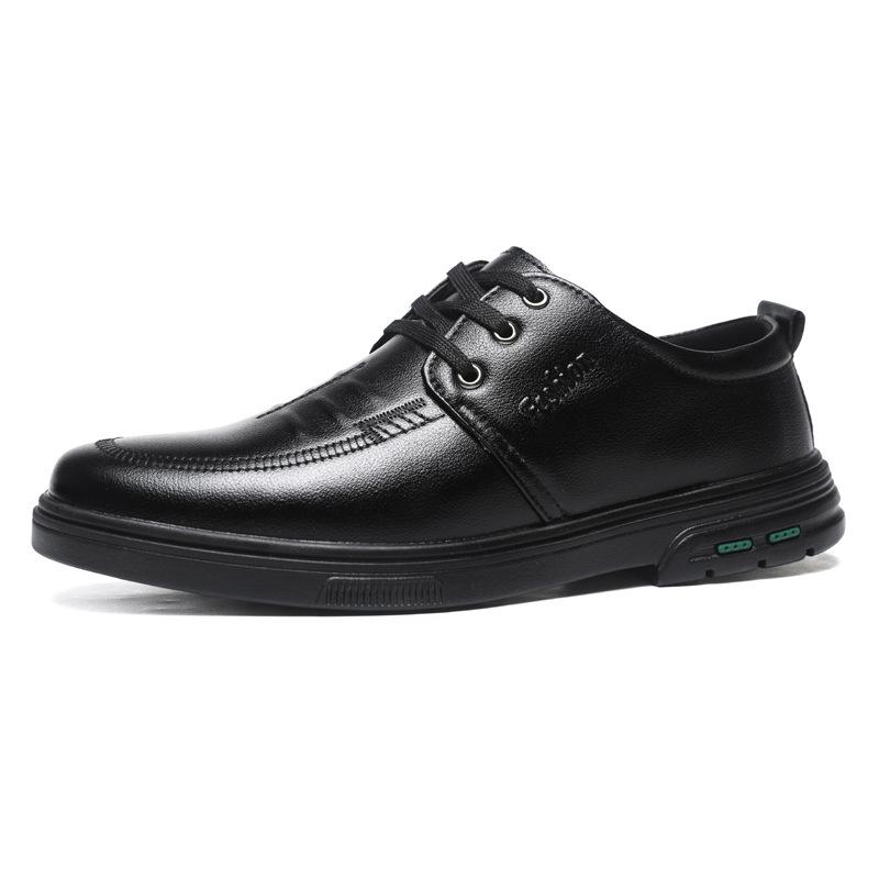 Autumn Men's Casual Leather Shoes British Heightened Thick-soled Wear-resistant Business Dress Big Head Tooling Non-slip and Waterproof Men's Shoes