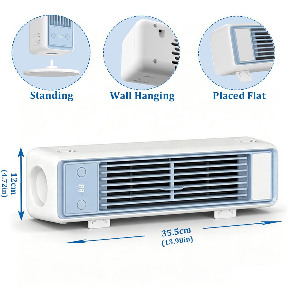Ventilatore Silenzioso da Parete Ufficio Casa Raffrescatore d'Aria Vento Forte Ventilatore da Parete Estivo Raffreddamento Ventilatore Condizionatore Senza Pale