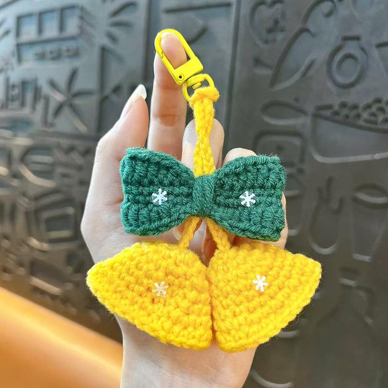 Creative New Wool Knitting Christmas Tree Bells Plush Doll Keychain Exquisite Cute Bag Decoration Pendant Couple Christmas Gift