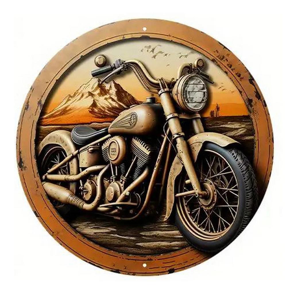 Vintage D Tłoczony Okrągły Metalowy Znak Motocyklowy Zestaw Retro Biker Chopper Dekoracja Ścienna do Garażu Jaskini Mężczyzny Baru Pubu Entuzjasta Motocykli