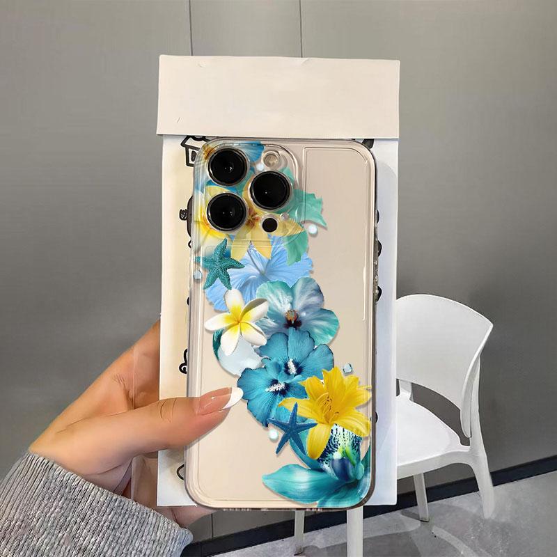 

Colorful Flowers Transparent Phone Case For iPhone 17 16 Pro Max 15 14 13 Mini 12 11 X XR XS 17 Air 16E 15 Plus Silicone Cover iPhone 12 mini