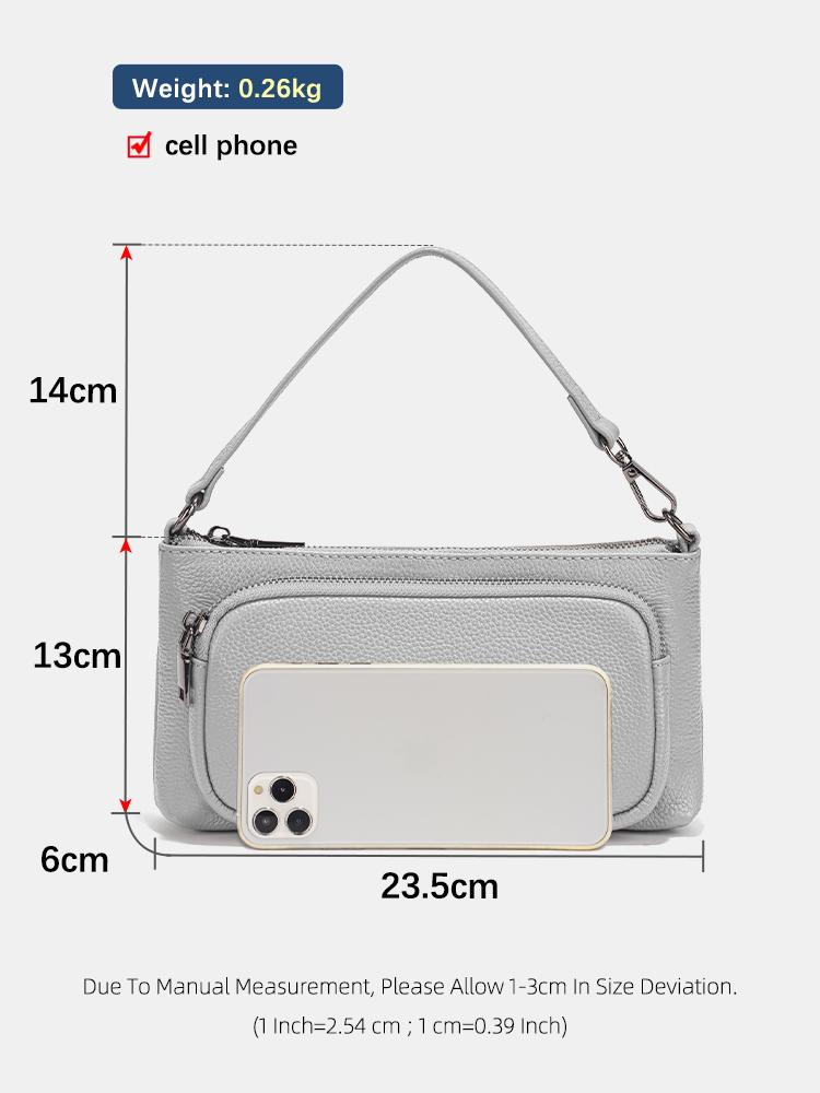 Zency Women's Minimalistic Shoulder Bag Crossbody Multi-pockets Leather Handbag