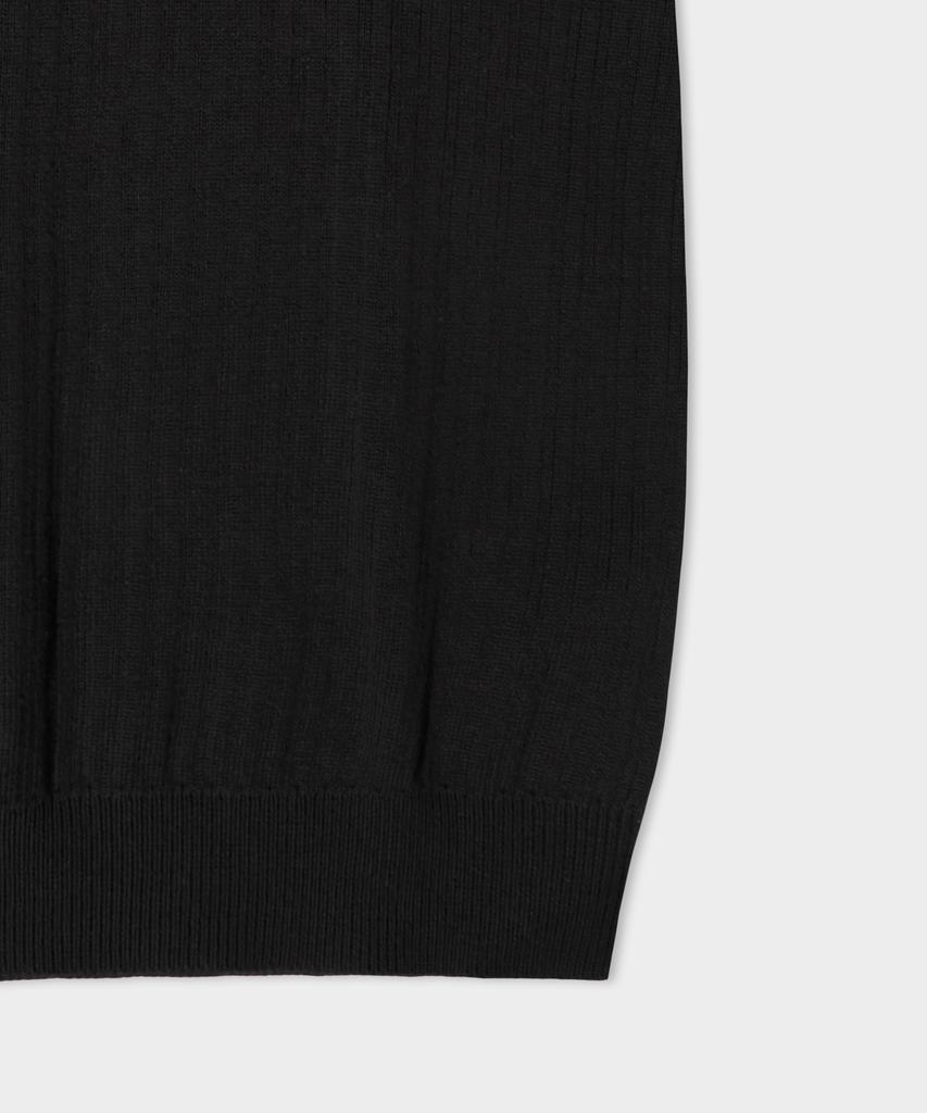 LEMAIN SECOND Classic Henley Neck Washable Short Sleeve Knit [Black]