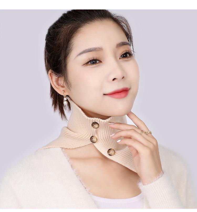 Unisex Wool Knit Neck Warmer: Autumn/Winter Buttoned Scarf Collar