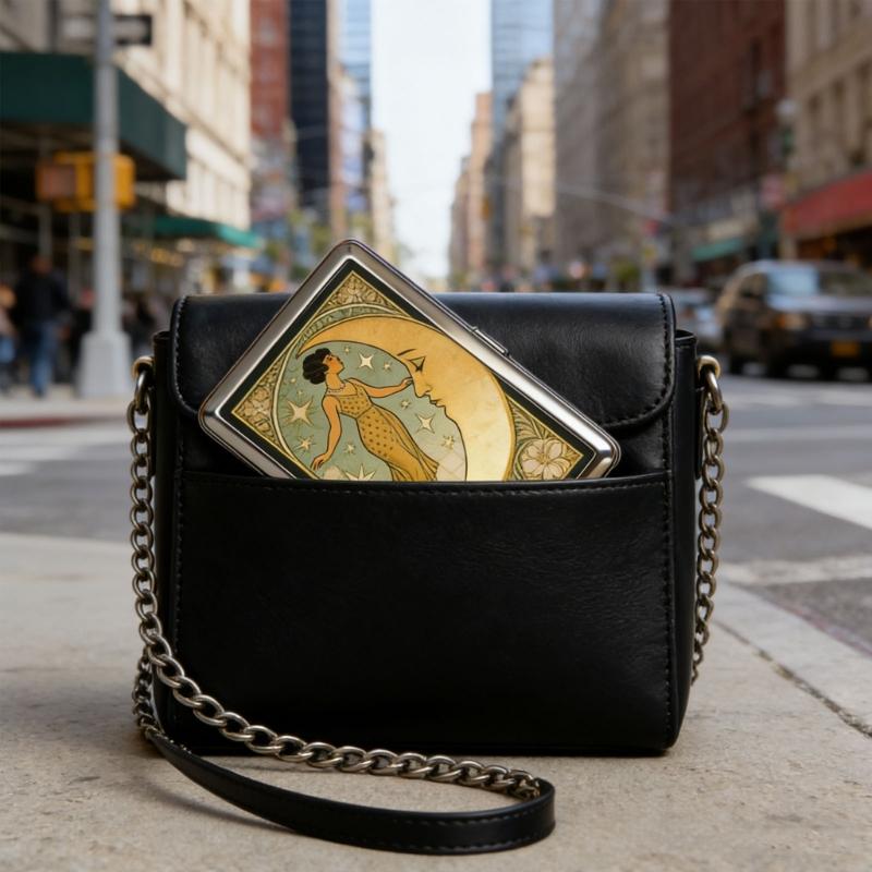 Portable Artistic Card Wallet Sturdy Metal Credit Card Organizers Traditional Art Storage Case Ideal For Travel And Gifts