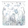 Coastal Turtle Shower Curtain Fish Coral Starfish Shell Blue Ocean Beach Waterproof Polyester Fabric Bathroom Curtains