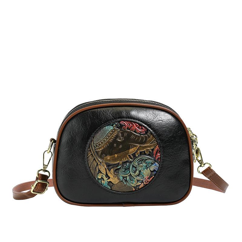 Women's Bag - Retro and Simple Chinese Style Bag - Shoulder Bag with Trendy and Fashionable Small Round Shape