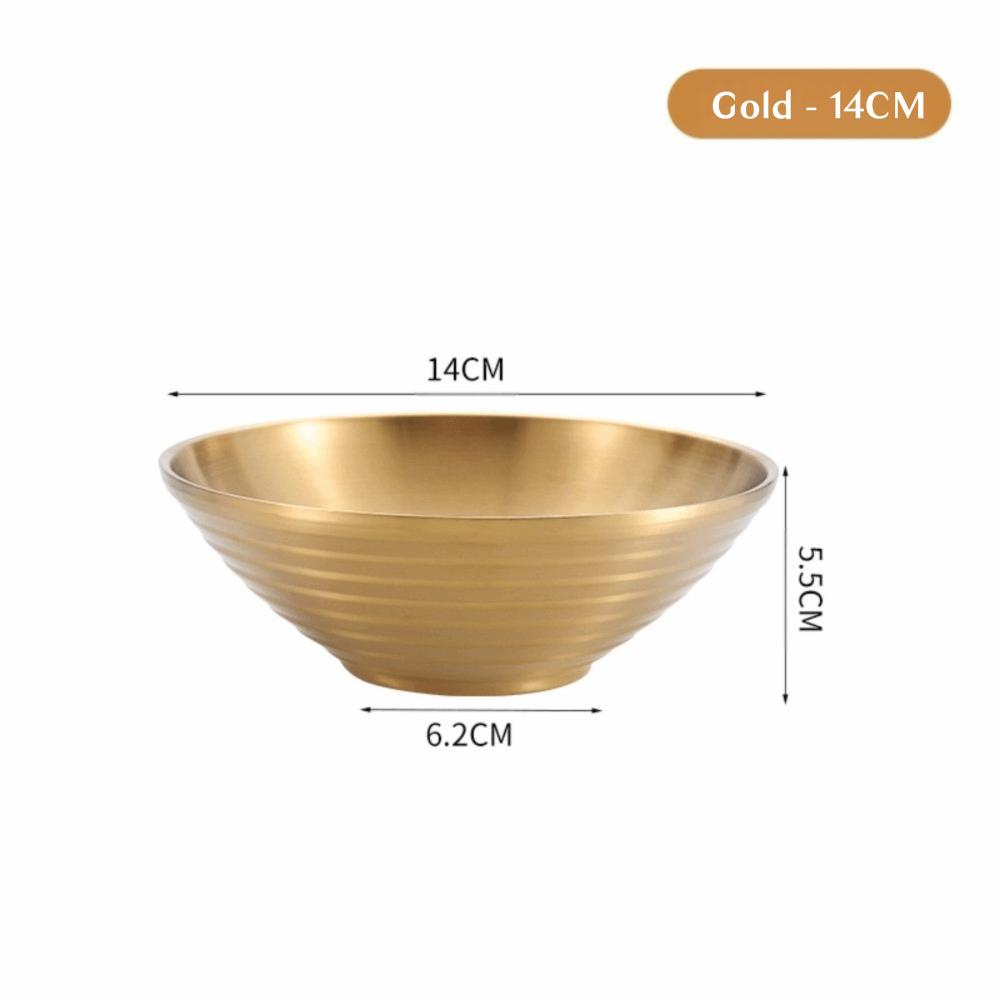 New 304 Stainless Steel Bamboo Hat Bowl Double Anti Scalding Japanese Bowl Threaded Ramen Bowl Pickled Cabbage