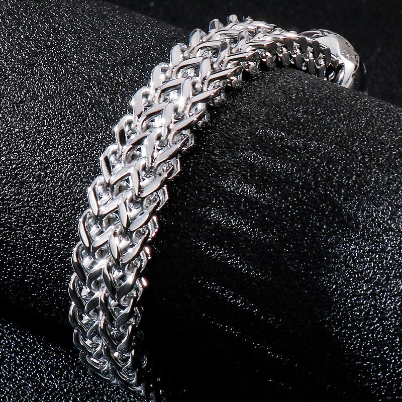 Gothic Double Skull Man Bracelet for Men In Stainless Steel Link Chain Men's Charm Bracelets Steampunk Skeleton Jewellery Guests Gifts