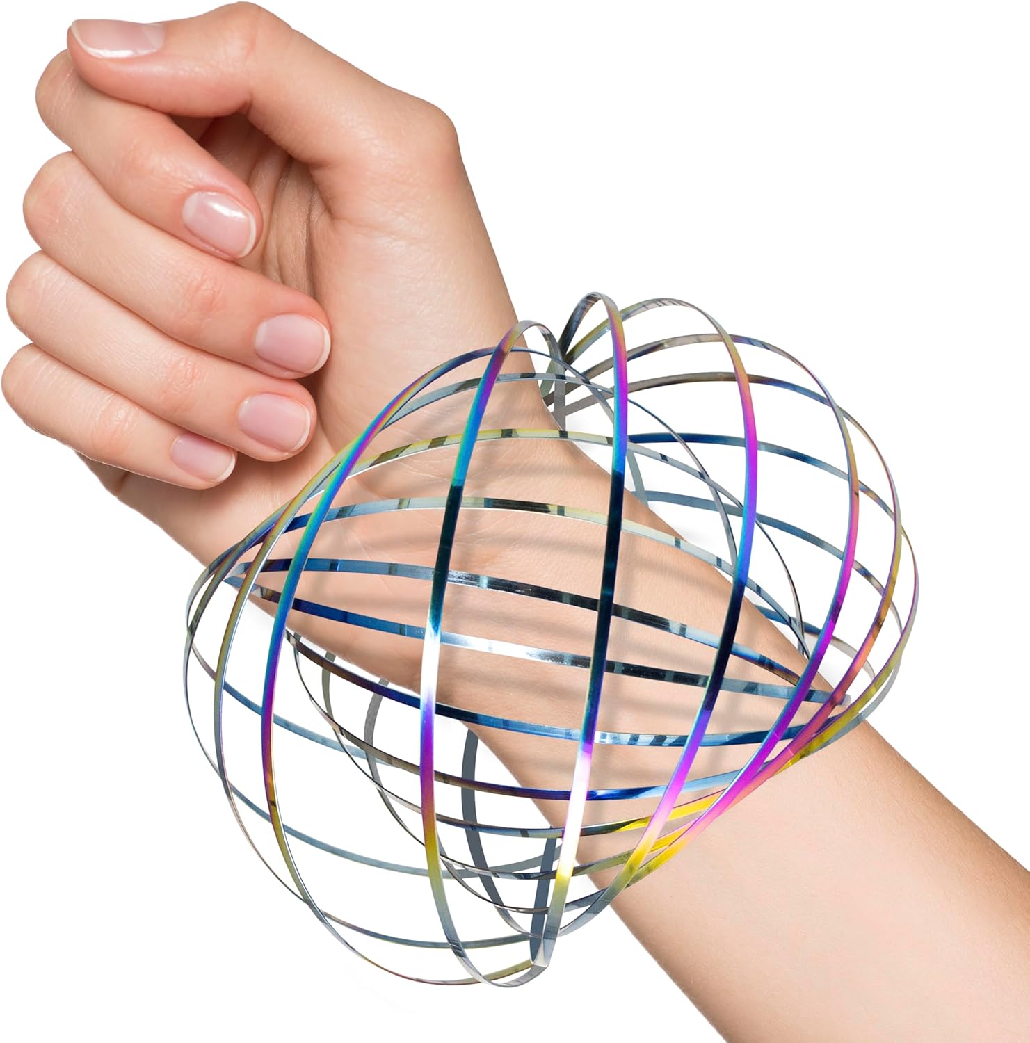 Bague tournante Bras Magie Ressort cinétique Bracelet 3D Ressort Bague anti-stress Arc-en-ciel Jouet à ressort interactif pour adulte Soulagement du stress Cadeau