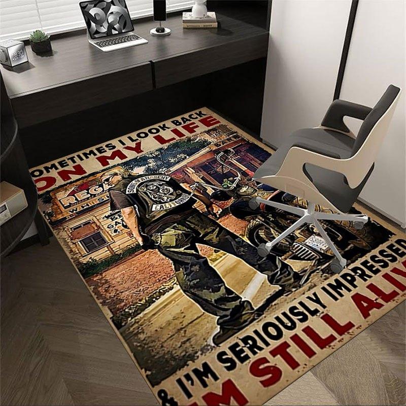 

1pc Sons of Anarchy themed Office Carpet Chair Mats - durable polyester rug for home theater, office, dorm room decor - tA55 60cm by 90cm