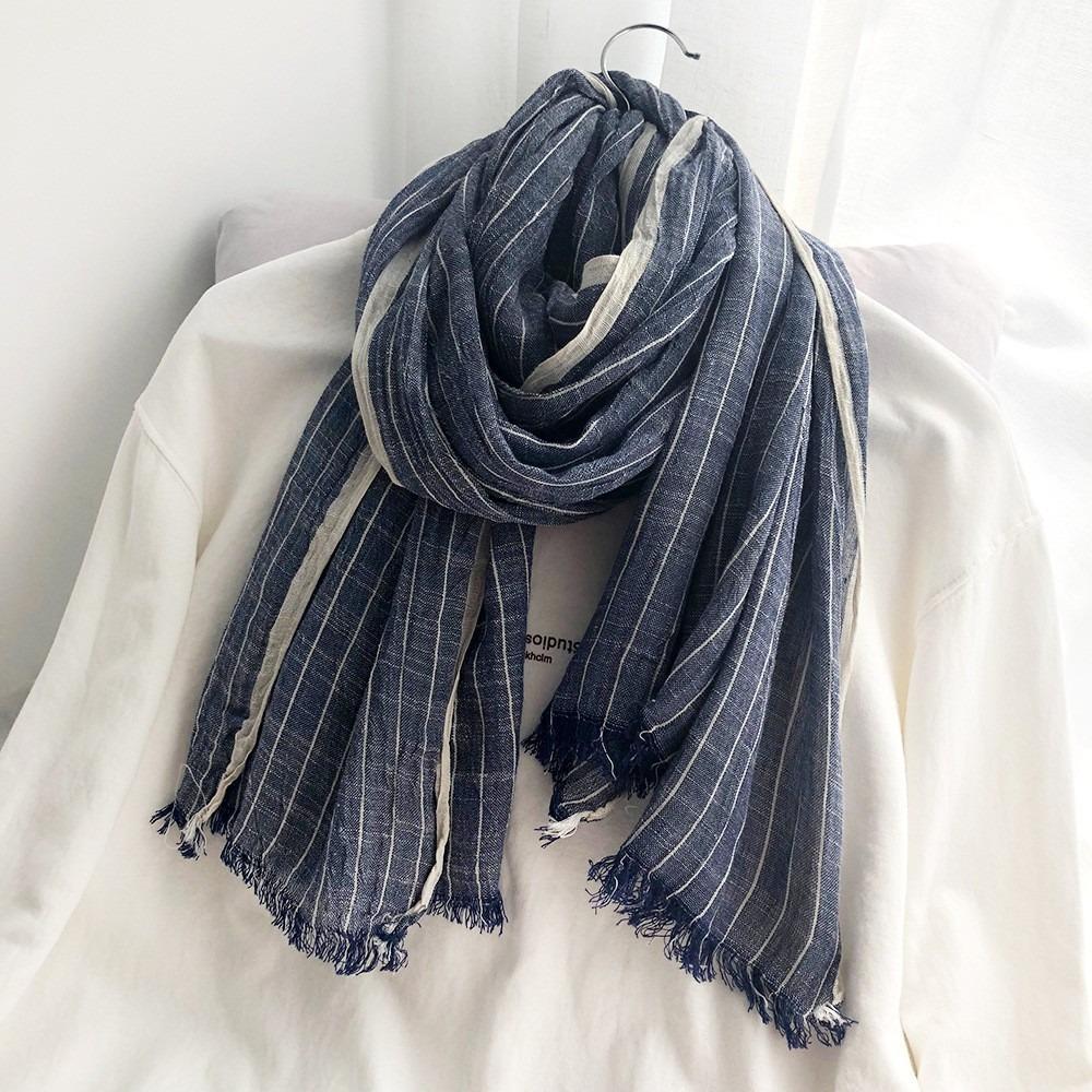 Windproof Striped Pleated Shawl Thicken Men Scarf High Quality Winter Cashmere Scarf Female