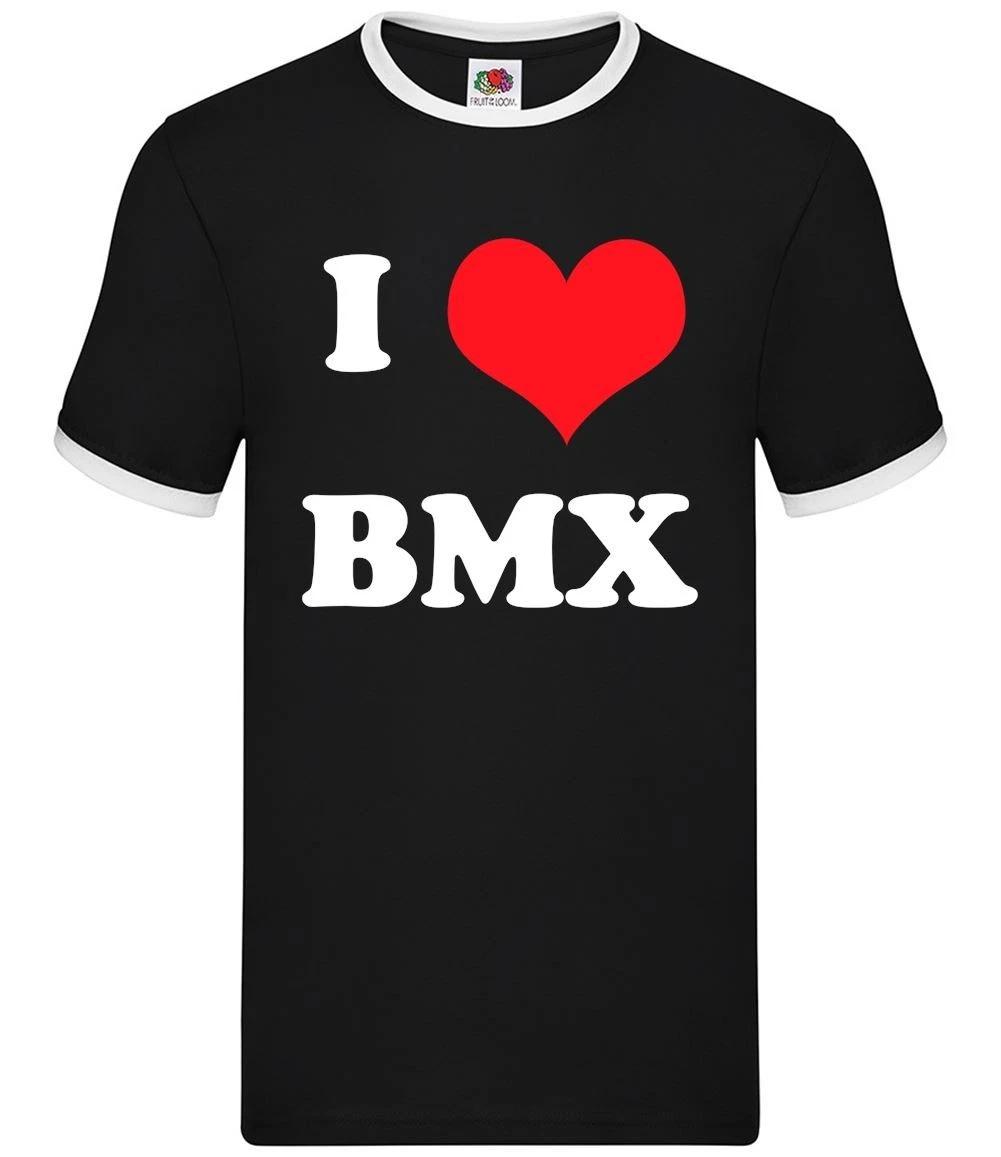 I Love BMX - Mens Ringer - Cycling Bike Racing Cyclist Riding Motocross XS