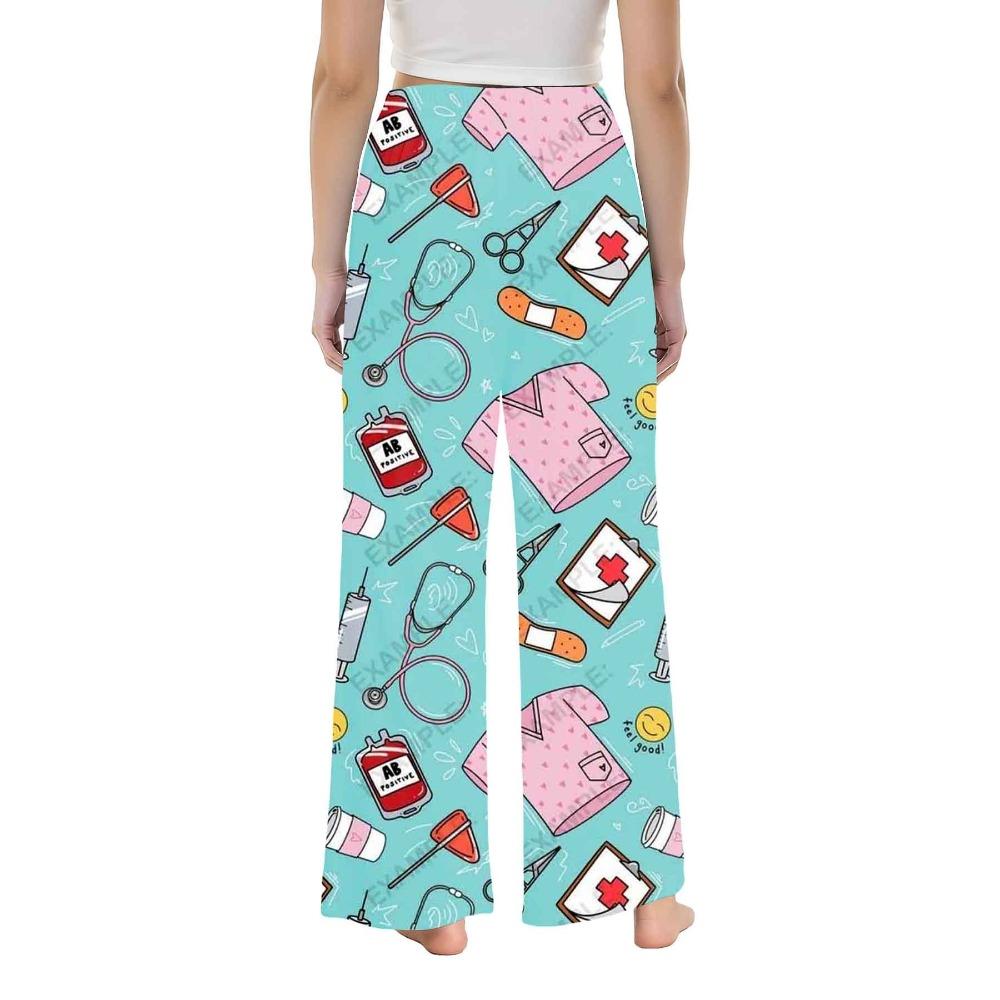 Women's straight wide-leg pants, Nurses' Day daily leisure comfortable elastic fabric, work and leisure dual-use
