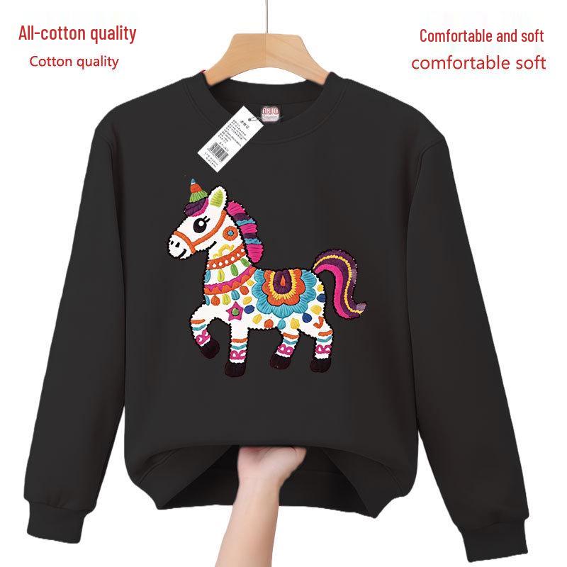 Red Zebra Print Crewneck Sweatshirt - Unisex, All Cotton, Festive New Year 2026 Horse Zodiac