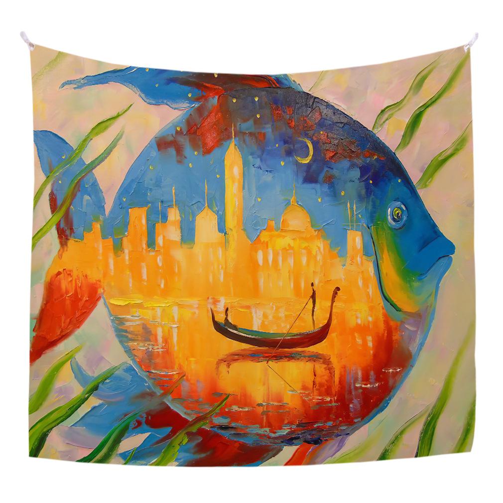 Tapestry Oil Painting Series Hanging Cloth Hanging Digital Cretonne Bedroom Bedside Background Cloth