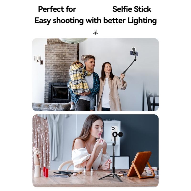 Portable Folding Fill Light With Magnetic Attachment For Phones Laptops Computers Social Media Content Creators Vloggers