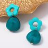 Vintage lake blue resin geometric water drop earrings elegant and thin holiday style niche high-end women's earrings