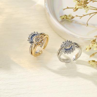 Sonne und Mond sind gleich, Ring stapeln, Persönlichkeit von Frauen, schlichtes Designgefühl, Sonne und Mond Partnerring